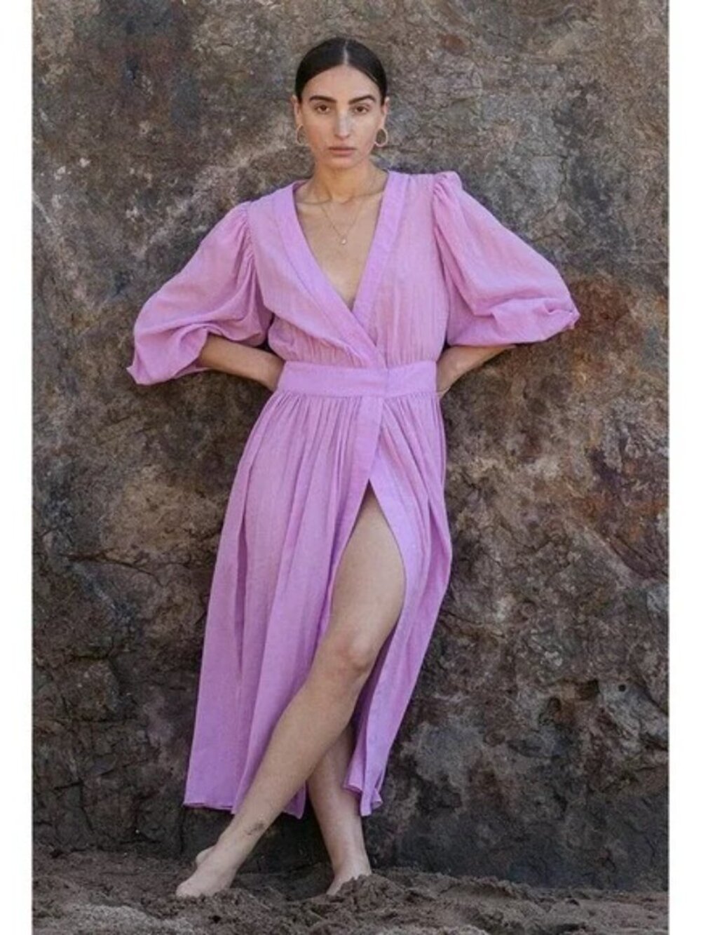 Ciao Lucia Cala Wrap Midi Dress Lilac